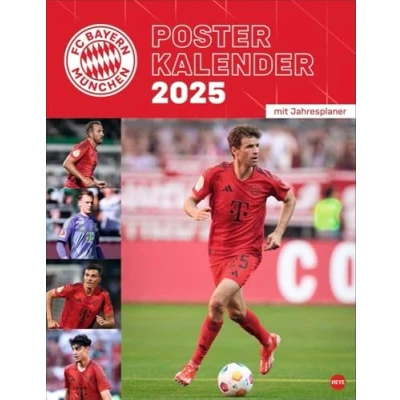 Abbildung von FC Bayern München Posterkalender 2025: Wandkalender mit den besten Spielerfotos des Bayern. Toller Kalender für Fußballfans. 34 x 44 cm. (Bundesliga Heye)