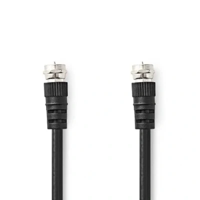 Abbildung von Nedis Satelliten und Antennenkabel F Stecker Vernickelt 75 Ohm Doppelt geschirmt 1.50 m Rund PVC Schwarz Label