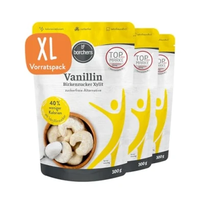 Abbildung von borchers Vanillin Birkenzucker Xylit 300g Beutel Zuckerfreie Alternative Ca. 40% weniger Kalorien 3x300g