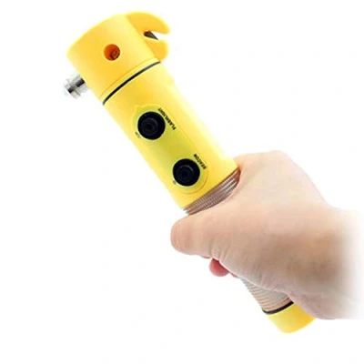 Abbildung von Q47CS 4 in 1 Auto Notfallhammer mit Gurtschneider, Taschenlampe &amp; Sichtlicht KFZ Rettungswerkzeug zum Einschlagen der Windschutzscheiben, Abmessung: 19,5 x 6,5 cm