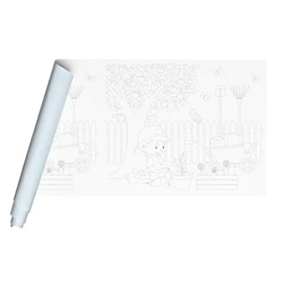 Abbildung von Clairefontaine 34183C Rolle Freskenpapier / Malpapier mit Vordruck, 120g, 10x0,50mideal für Gruppenaktivitäten, 1 Seite weiß, blau, Garten,