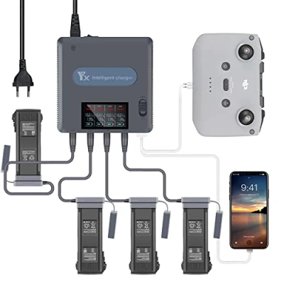 Abbildung von 6 in 1 LCD Display Dualer Lademodus Akkuladegerät Intelligentes Ladegerät Hub Ladestation für DJI Mavic 3 Drohne