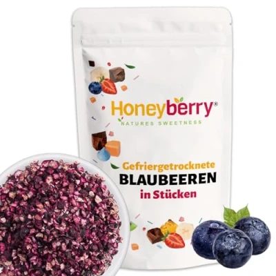 Abbildung von Gefriergetrocknete Heidelbeeren Stücke 100g Blaubeeren Früchte Trockenfrüchte Gefriergetrocknet Perfekt zum Backen, Kuchendekoration, Müsli &amp; Desserts