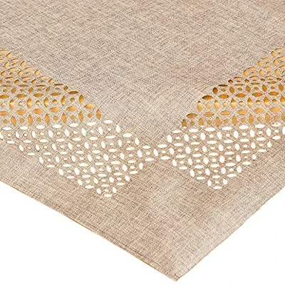 Abbildung von matches21 HOME &amp; HOBBY Tischdecke Mitteldecke Durchbrochene Ornamente hellbraun 85x85 cm (1 tlg)