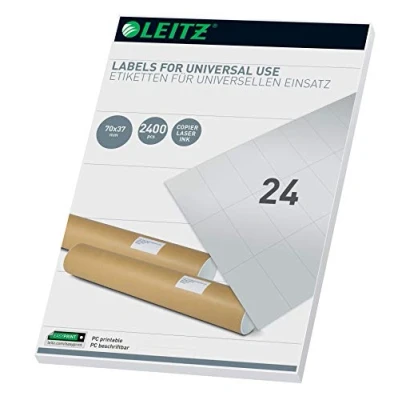Abbildung von Leitz PC beschriftbare Universal Etiketten 70 x 37 mm, Weiß, 61800001