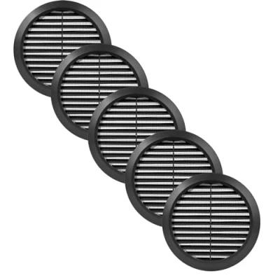 Abbildung von Vent Systems 5 Stück 150 mm Schwarz Lüftungsabdeckung Runde Lüftungsschlitze Grillabdeckung Integrierter Insektenschutz HVAC Lüftungsöffnungen für Badezimmer, Heimbüro, Küche