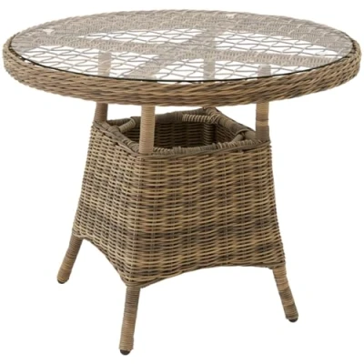Abbildung von tectake Gartentisch Aluminium Rattan mit Glasplatte (1 St., 1 tlg), robuste Oberfläche