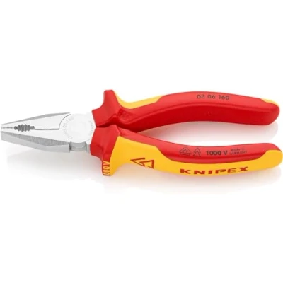 Abbildung von KNIPEX Kombizange isoliert mit Mehrkomponenten Hüllen, VDE geprüft verchromt 160 mm 03 06 SB