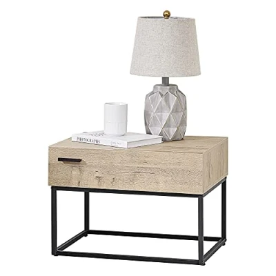 Abbildung von en.casa Nachttisch, »Hylte« Kommode 1 Schublade 55 x 40 39 cm Schwarz / Eiche