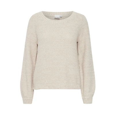 Abbildung von ICHI Ihnoelle LS Strickpullover, Damen, Größe: XL, Tapioca melange
