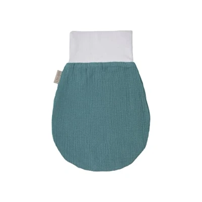 Abbildung von KraftKids Strampelsack Musselin nilblau für den Frühling/Sommer aus Baumwolle in zwei Größen erhältlich