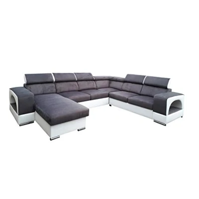 Abbildung von All4All Ecksofa mit Schlaffunktion Rodrigo Pano Sofa Bettkasten XXL 326 cm x 264 Wohnlandschaft U Form Groß Schlafsofa Grau/Weiß Farbe wählbar Seite Links 19