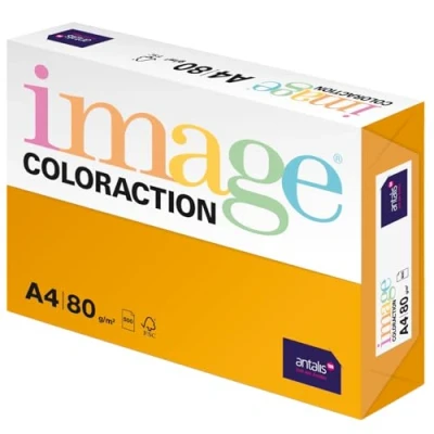 Abbildung von Image Coloraction Venezia farbiges Kopierpapier DIN A4, 210 x 297 mm, 80 g/m² buntes, holzfreies Druckerpapier für Kopierer 500 Blatt Altgold