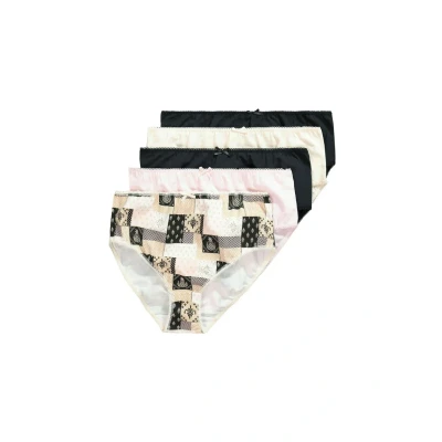 Abbildung von Ulla Popken 5 PACK OF Patchwork Print Slip, Damen, Größe: 42/44, Black