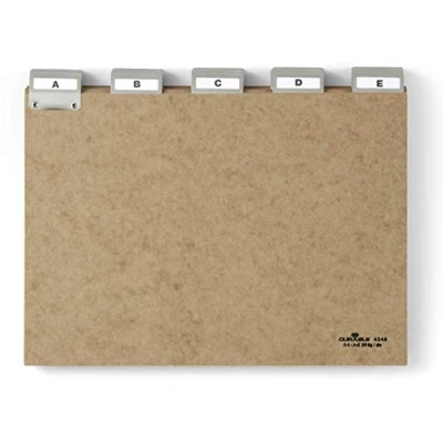 Abbildung von Durable Leitregister A Z aus Pressspan, 5/5 Teilung &amp; beschriftbare Taben, A4 quer, braun, 424511