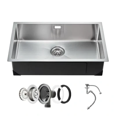 Abbildung von VEVOR Küchenspüle Einzelbecken Einbauspüle Edelstahl 76x43x19cm Unterbau