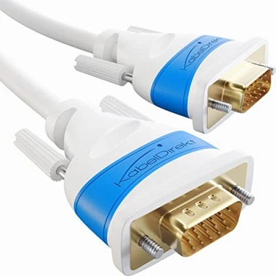Abbildung von KabelDirekt VGA Monitor Kabel für maximale Bildqualität durch hochreine Kupferleitungen 0,5 m (Full HD, auf VGA, verbindet PC mit Bildschirm/Beamer/Projektor, D Sub 15, weiß)