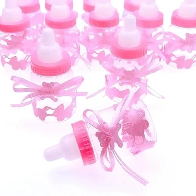Abbildung von JZK 24x rosa Geschenkbox für Babyflaschen, Mädchen, Babyparty, Süßigkeiten, Neugeborene, Geburtstag, Taufe, Heilige Kommunion, Mutter zu sein, Party