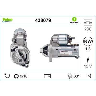Abbildung von VALEO NEW ORIGINAL PART 438079 Anlasser 12 1,3 9 MERCEDES BENZ: A Klasse, B Klasse