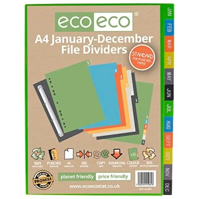Abbildung von eco A4, 50% recyceltes Register Januar Dezember, eco081
