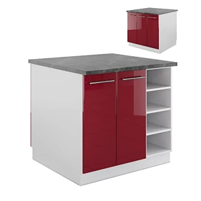 Abbildung von Vicco Unterschrank Fame Line, Bordeaux Hochglanz/Weiß, 90 cm ohne Arbeitsplatte