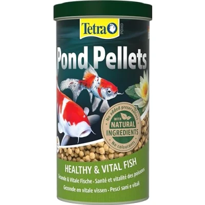Abbildung von Tetra Pond Pellets Fischfutter für alle Teichfische, unterstützt gesunde Fische und klares Wasser im Teich, 1 L Dose
