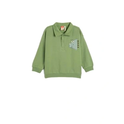 Abbildung von Koton Babyboy Polo Neck Sweat Buttoned Long Sleeve Dinosaurs Printed Brushed Interior Cotton