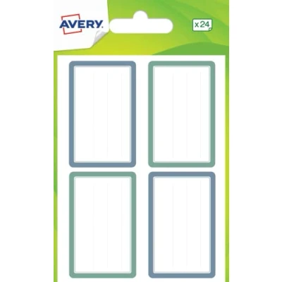 Abbildung von AVERY Beutel mit 24 Schuletiketten, blaue und grüne Linien, Format 3,6 x 5,6 cm