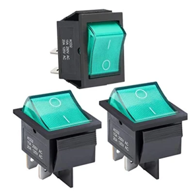 Abbildung von APIELE 3 Stücke Kippschalter,2 Position EIN Aus mit LED Schalter DPST 4 Pins Wippschalter,250V 16A Taste Rocker Kippschalter Für Häuser, Industrie,DIY KCD2 201N (grün)