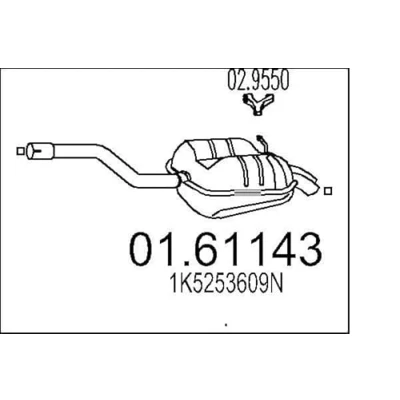 Abbildung von MTS 01.61143 Endschalldämpfer 990 VOLKSWAGEN: Golf 5 Variant, Jetta 3, 6 Variant