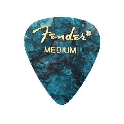 Abbildung von Fender 351 Shape Premium Plektren (12 Stück) für E Gitarre, Akustikgitarre, Mandoline und Bass Medium Purple Moto