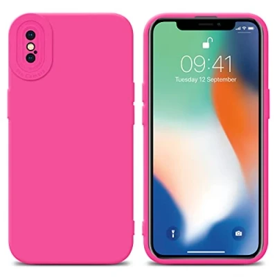 Abbildung von Cadorabo Hülle kompatibel mit Apple iPhone XS MAX Schutzhülle TPU Silikon Case Liquid Design Kameraschutz Slim Kratzfest Weiche Gummi Rundumschutz für in Pink