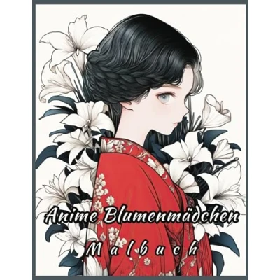 Abbildung von Anime Blumenmädchen: Malbuch: 50 süße Manga Mädchen Malvorlagen für und Malbegeisterte Erwachsene, Jugendliche.