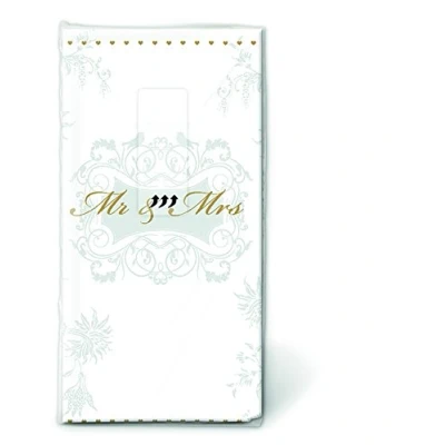 Abbildung von PAPER+DESIGN Motiv Taschentuch FSCMix Mr. Mrs. gold