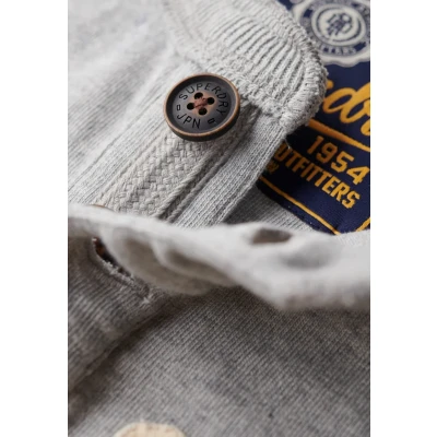 Abbildung von Superdry Vintage Athletic Grandad Langarmshirt, Herren, Größe: Medium, Cadet grey marl