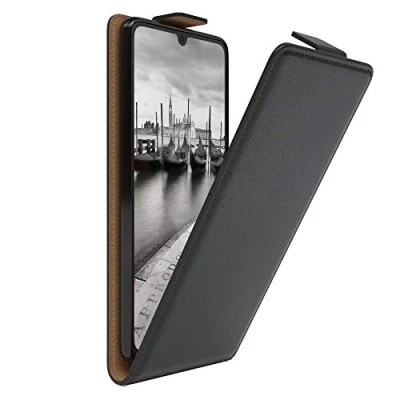 Abbildung von EAZY Case Hülle kompatibel mit Samsung Galaxy A41 Flip Cover zum Aufklappen, Handyhülle aufklappbar, Schutzhülle, Flipcover, Flipcase, Flipstyle vertikal klappbar, aus Kunstleder, Schwarz