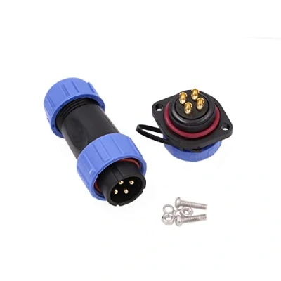 Abbildung von Eonvic HE21 4 poliger wasserdichter Stecker, Luftfahrt Rundstecker, Gewindestecker, 812 mm, Kabel für industrielle Strombeleuchtung, Innen und Außenbereich