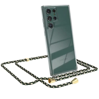 Abbildung von EAZY CASE Handykette kompatibel mit Samsung Galaxy S22 Ultra 5G Handyhülle Umhängeband, Handykordel Schutzhülle, Silikonhülle, Hülle, Stylische Kette für Smartphone, Grün Camouflage
