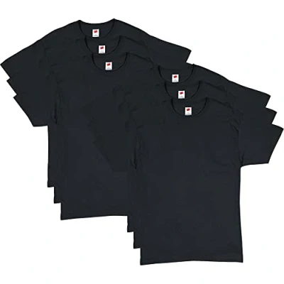 Abbildung von Hanes Herren Essentials Kurzarm T Shirt Vorteilspack, Schwarz 6er Pack, Mittel