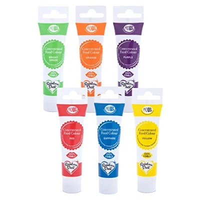Abbildung von RAINBOW Dust ProGel Icing Colour Paste Gel Food Colouring Sugarcraft Set 6 Pack