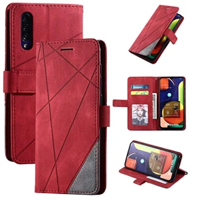 Abbildung von kompatibel mit Samsung Galaxy A50S Hülle Leder,kompatibel SM A505FN/DS A50 / A505F/DS A505FM/DS/SM A307FN/DS A30SHülle Klapphülle Handytasche Case Red