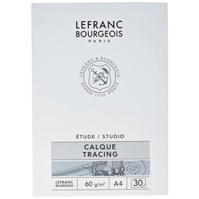 Abbildung von Lefranc Bourgeois 301343 Studio Transparentpapier Block 30 Blatt A4, 60 g/m², glattes transparentes Pergamentpapier, bedruckbar und für technische Zeichnungen mit Bleistift, Markern &amp; Finelinern