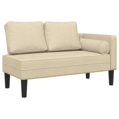 Abbildung von vidaXL Chaiselongue, Indoor Lounge Sofa mit Kissen, Gepolsterte Recamiere für Wohnzimmer Schlafzimmer Büro, Relaxliege Couch, Creme Stoff