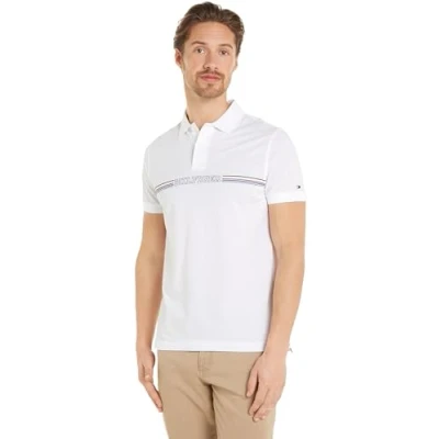 Abbildung von Tommy Hilfiger Stripe Chest Poloshirt, Herren, Größe: Small, White