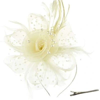 Abbildung von DRESHOW Fascinator Hüte für Damen Pillbox Hut mit Schleier Stirnband und Einer Gegabelten Clip Tea Party Kopfbedeckung