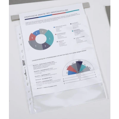 Abbildung von Durable Prospekthülle Premium mit farbigem Rand A4 glasklar PP Btl. à 25, weiß, 265502