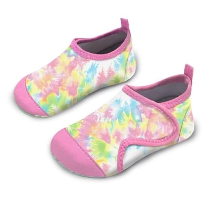 Abbildung von Badeschuhe Kinder Strandschuhe Schwimmschuhe Mädchen Baby Wasserschuhe Schnell Badesoken Aquaschuhe Trocknend Barfuss Schuhe（Rosa Tiedye 28/29）