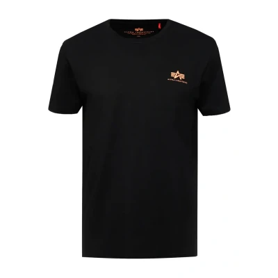Abbildung von Alpha Industries Small LOGO Tshirt basic, Herren, Größe: XS, Black / neon orange