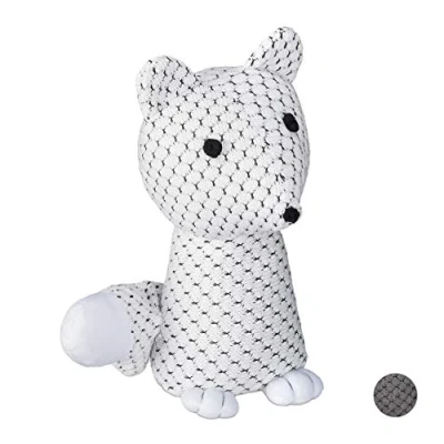 Abbildung von Relaxdays Türstopper Fuchs, dekorativer Türpuffer, für Boden, stehend, gefüllt, innen, 1 kg, Stoff Türsandsack, weiß, 25 x 17,5 12 cm