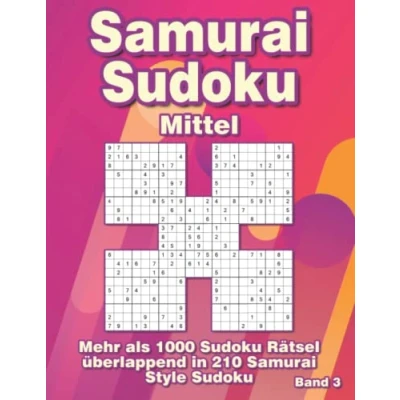 Abbildung von Samurai Sudoku Mittel: Variation mit 1000 überlappenden in 210 Rätsel